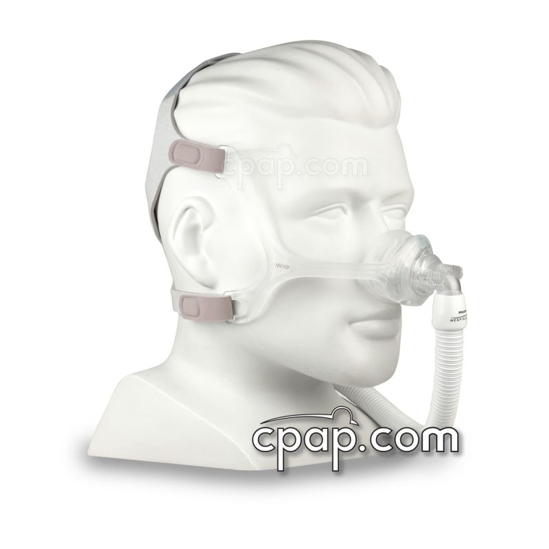 Wisp Nasal CPAP Mask - Clear Frame - Angled (On Mannequin - not included)