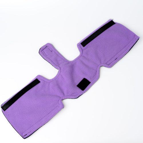 Snugell CPAP Neck Pad in purple, displayed flat to show soft fabric and Velcro closure.